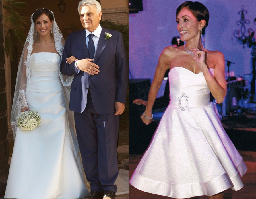I due abiti da sposa del ministro Mara Carfagna per il suo matrimonio con Marco Mezzaroma